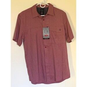 Wrangler All Terrain Gear Washed Red Mens Med, Button Up Short Sleeve NWT